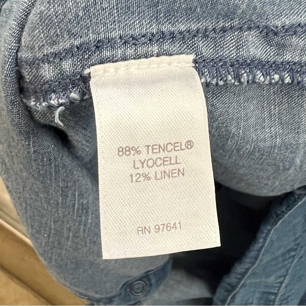 J. Jill Chambray Denim Sleeveless Midi Dress Tencel Lyocell Linen Blue Size XS - Picture 8 of 10
